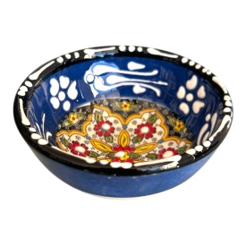 Bol mic din ceramica, lucrat manual, albastru inchis, pentru sosuri, alune, nuci, bijuterii - Img 2