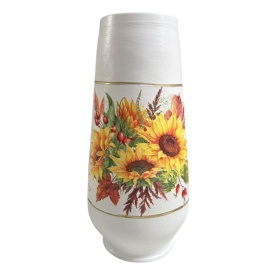 Vaza ceramica 30 cm, buchet floarea soarelui, decorata manual, design decorativ - Img 3