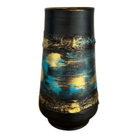 Vază ceramică cu accente aurii și nuanțe pastelate - Img 2