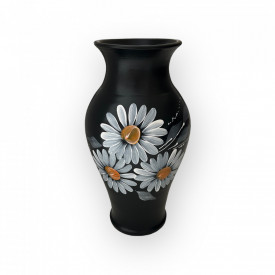 Vaza ceramica neagra, pictata manual, buchet - Img 2