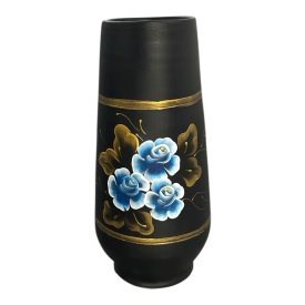 Vază ceramică pictată manual cu flori albastre – Marginea, 30 cm - Img 3