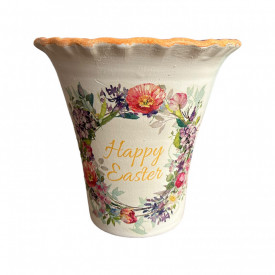 Vaza de lut, alba - Happy Easter - Img 2