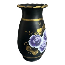 Vază din ceramică Marginea, pictată manual, 25 cm, autentica - Img 3