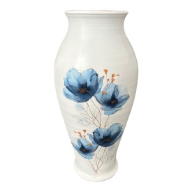 Vaza mare, inalta, din ceramica cu maci - Img 2