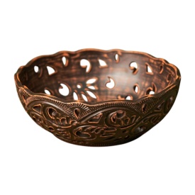 Bol ceramic lucrat manual, decupat, perforat – design unic pentru dulciuri și fructe - Img 1
