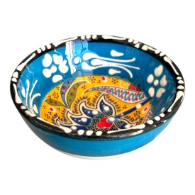 Bol mic din ceramica, lucrat manual, albastru deschis, pentru sosuri, alune, nuci, bijuterii - Img 3