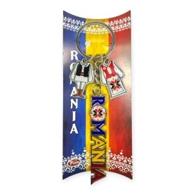 Breloc metal I love România – suvenir tradițional bărbați și femei, cadou gata ambalat - Img 1