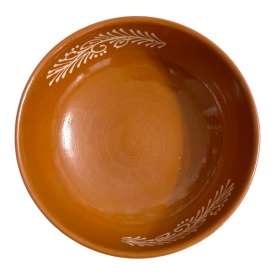 Castron ceramic maro, glazurat și decorat manual, 18 cm – produs tradițional românesc - Img 2