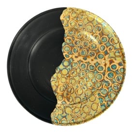 Platou mare din ceramica, luxury, foita de aur, 30 cm, pentru servire sau decor - Img 1