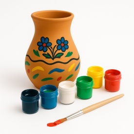 Set pictura pe ceramica, culori acrilice, penson,activitate creativa pentru copii - Img 4