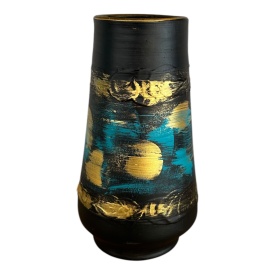 Vază ceramică cu accente aurii și nuanțe pastelate - Img 1