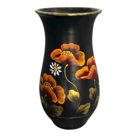 Vază ceramică pictată manual cu maci portocalii – Marginea, 25 cm - Img 1