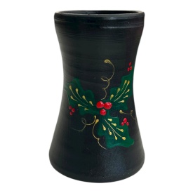 Vaza decorativa de Craciun, ceramica, neagra - Img 1