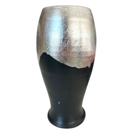 Vaza din ceramica cu foita de argint, autentica, Marginea, Martinescu - Img 1