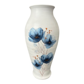 Vaza mare, inalta, din ceramica cu maci - Img 3