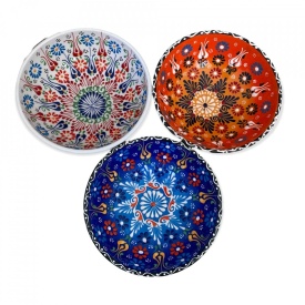 Castron mare din ceramica, 16 cm, pictat manual, traditional, lucrat manual, motive in relief, autentic - Img 4