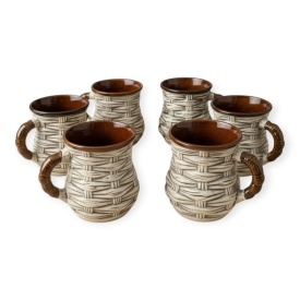 Set 6 cani din ceramica rustica traditionala, 250 ml, pentru ceai, apa sau vin - Img 1