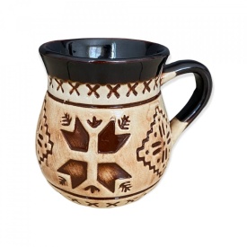 Set 6 cani din ceramica traditionala, 250 ml, pictate manual, pentru ceai, apa sau vin - Img 3