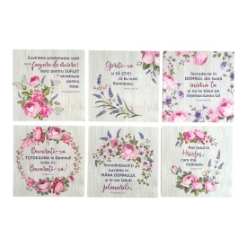 Set suporuri pentru pahare, lemn, citate biblice - Img 1