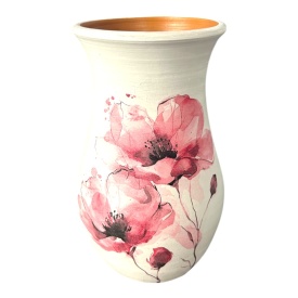 Vaza alba decorativa cu maci - Img 1