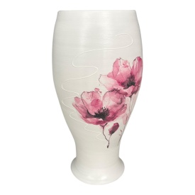 Vaza ceramica cu maci,alba,Marginea,25cm - Img 2