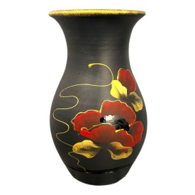 Vază ceramică Marginea pictată manual cu maci roșii, 25 cm - Img 2