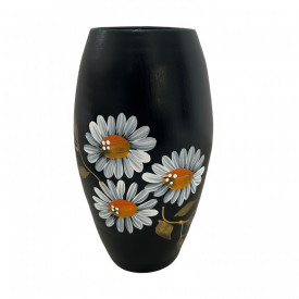 Vaza ceramica neagra, pictata manual, 25cm - Img 1