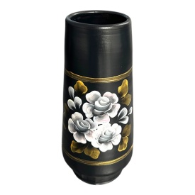 Vază ceramică pictată manual – buchet de flori albe, 30 cm - Img 3