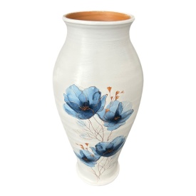 Vaza mare, inalta, din ceramica cu maci - Img 1