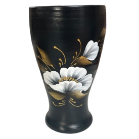 Vaza neagra pentru flori pictata manual - Img 2