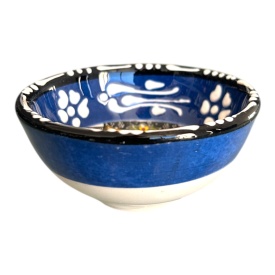 Bol mic din ceramica, lucrat manual, albastru inchis, pentru sosuri, alune, nuci, bijuterii - Img 3