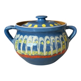 Oala de lut pentru sarmale, albastra 2.8 litri - Img 1