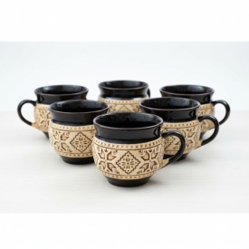 Set 6 cani din ceramica, 250 ml, pentru ceai, apa sau vin, rustic - Img 2