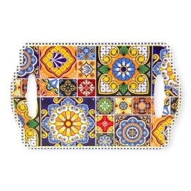 Suport din ceramica, cu manere, pentru oala fierbinte sau decorativ, mozaic, contemporan, 22x14cm - Img 1