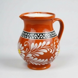 Ulcior 2 litri din lut smaltuit pentru lapte prins si lapte acru, ceramica traditionala pictata manual, cu capac - Img 3