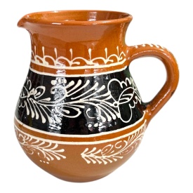 Ulcior ceramic maro, glazurat, 14 cm, 1 litru – tradițional românesc, sigur pentru lichide - Img 1