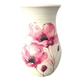 Vaza alba decorativa cu maci - Img 2