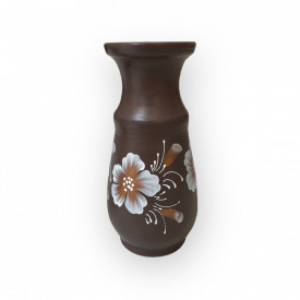 Vaza ceramica, maro, pictata manual, 26cm - Img 1