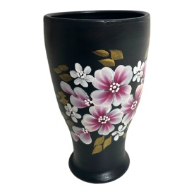 Vaza ceramica neagra, eleganta, pictata manual - Img 2