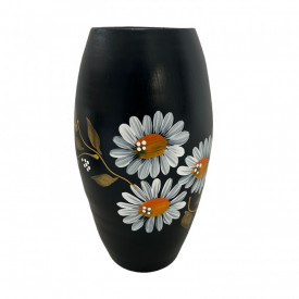 Vaza ceramica neagra, pictata manual, 25cm - Img 2