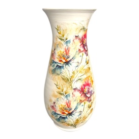 Vază de flori din ceramică Marginea cu model floral colorat – 30 cm - Img 2