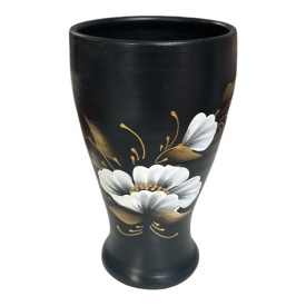 Vaza neagra pentru flori pictata manual - Img 1