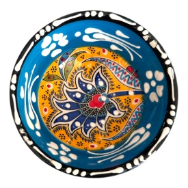 Bol mic din ceramica, lucrat manual, albastru deschis, pentru sosuri, alune, nuci, bijuterii - Img 1