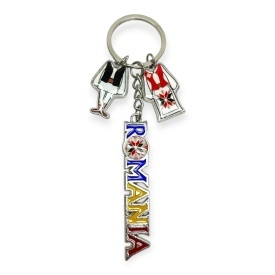 Breloc metal I love România – suvenir tradițional bărbați și femei, cadou gata ambalat - Img 2