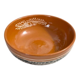 Castron ceramic maro, glazurat și decorat manual, 18 cm – produs tradițional românesc - Img 3