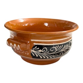 Castron ceramic tradițional românesc cu mânere, lucrat și decorat manual – Bol pentru servire - Img 3