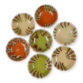 Castron din ceramica, bol pentru sosuri, masline, alune, portie mica, traditional, lucrat manual, 10 cm - Img 3