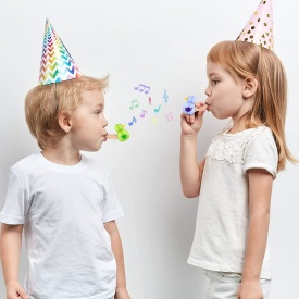 Fluier din lemn în formă de pasăre – jucărie muzicală pentru copii, sunet ciripit, 4 x 5 cm - Img 3