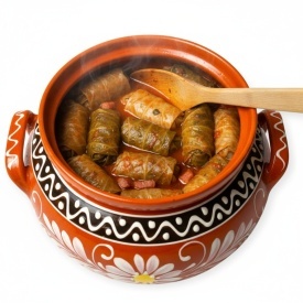 Oala de lut 3 litri cu capac, pentru sarmale si preparate la cuptor, ceramica naturala pictata manual – Cook Green - Img 3