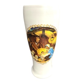Vază ceramică decorată manual cu scena Nașterii Domnului, 30 cm – Marginea, Bucovina - Img 1
